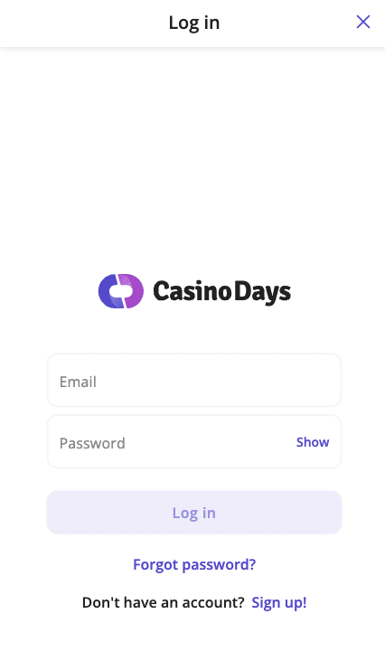 Casino Days login mobile